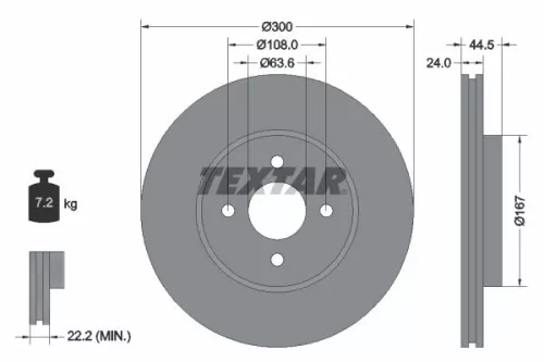 TEXTAR TEXTAR 92139903 1x TEXTAR 92139903 Brake Disc 