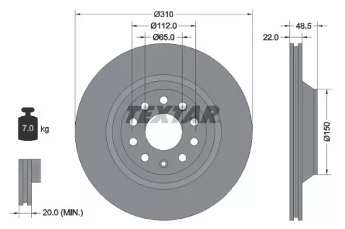 1x  TEXTAR Brake Disc 92140703 310