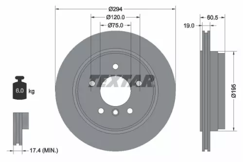 1x TEXTAR 92141703 Brake Disc