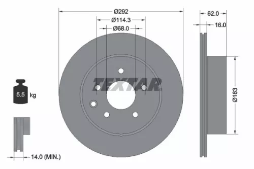 1x  TEXTAR Brake Disc 92144003 292