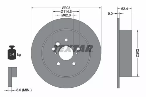 1x TEXTAR 92144103 Brake Disc