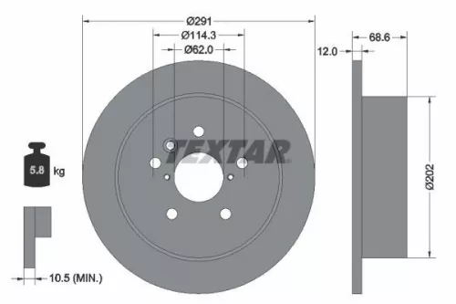 1x TEXTAR 92144203 Brake Disc