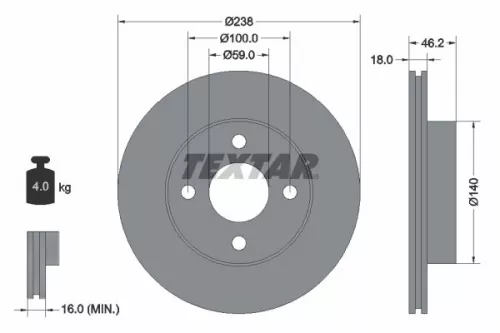 TEXTAR TEXTAR 92144300 1x TEXTAR 92144300 Brake Disc 