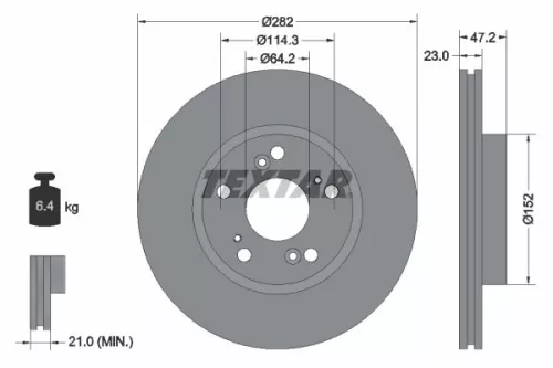 1x  TEXTAR Brake Disc 92144403 282