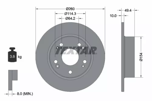 1x TEXTAR 92144603 Brake Disc