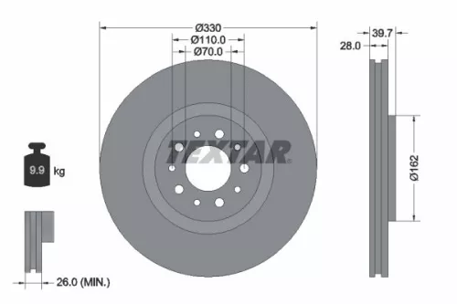 1x  TEXTAR Brake Disc 92145103 330