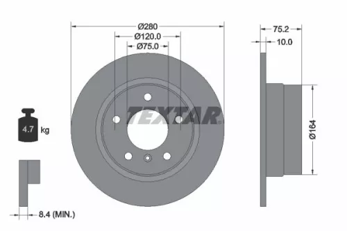 1x  TEXTAR Brake Disc