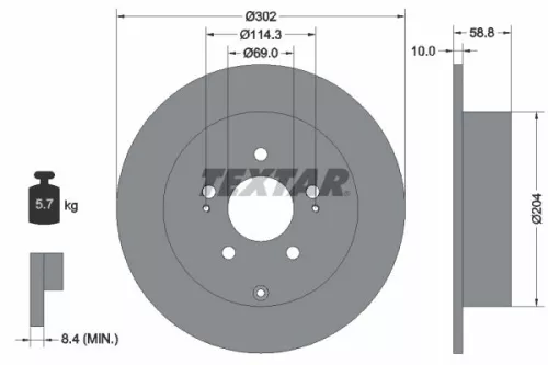 1x TEXTAR 92148403 Brake Disc