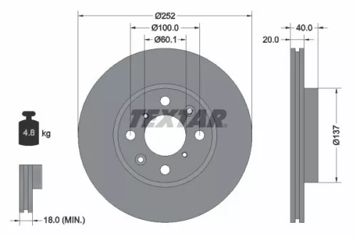 1x  TEXTAR Brake Disc 92148903 252
