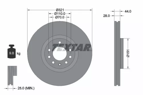 TEXTAR TEXTAR 92149803 1x TEXTAR 92149803 Brake Disc 
