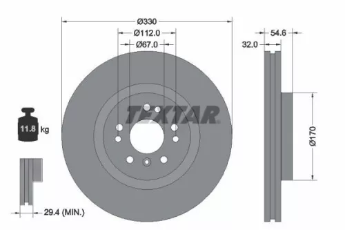 TEXTAR TEXTAR 92150605 1x TEXTAR 92150605 Brake Disc 
