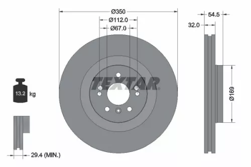 1x  TEXTAR Brake Disc 92150705 350