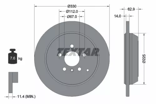1x  TEXTAR Brake Disc 92150803 330