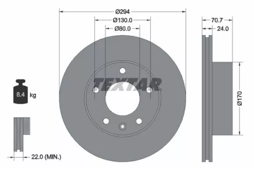 1x TEXTAR 92153400 Brake Disc