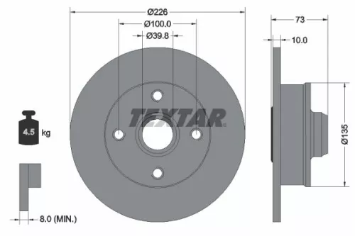 1x  TEXTAR Brake Disc 92154203 226