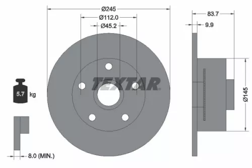 1x TEXTAR 92154303 Brake Disc