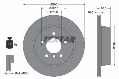 1x  TEXTAR Brake Disc