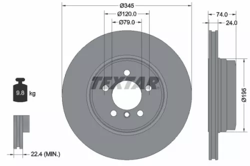 1x TEXTAR 92155005 Brake Disc