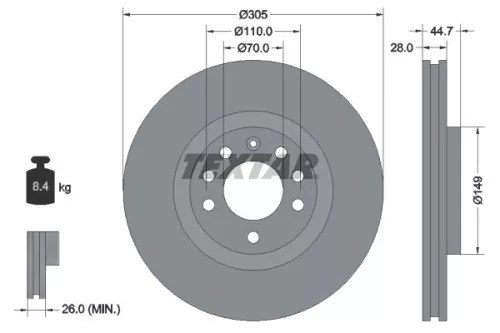 1x TEXTAR 92155403 Brake Disc