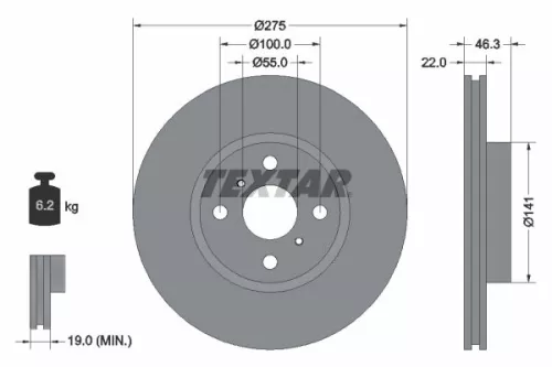 1x  TEXTAR Brake Disc 92156200 275
