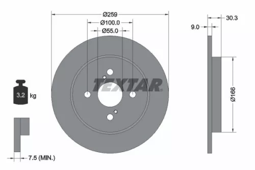 1x TEXTAR 92156300 Brake Disc