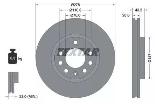 TEXTAR TEXTAR 92156400 1x TEXTAR 92156400 Brake Disc 