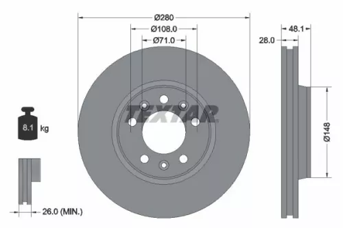 TEXTAR TEXTAR 92156903 1x TEXTAR 92156903 Brake Disc 