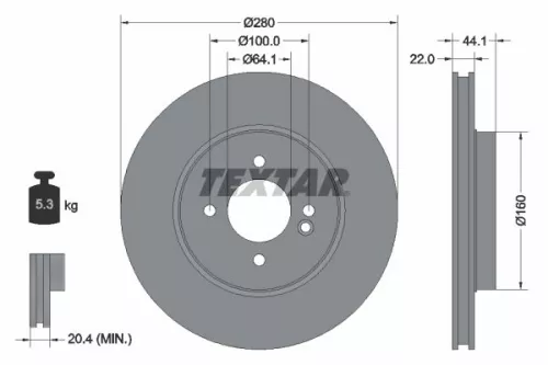 TEXTAR TEXTAR 92157905 1x TEXTAR 92157905 Brake Disc 