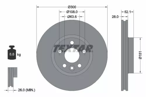 1x  TEXTAR Brake Disc