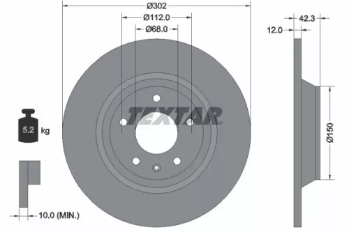 1x TEXTAR 92159503 Brake Disc