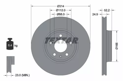 1x  TEXTAR Brake Disc
