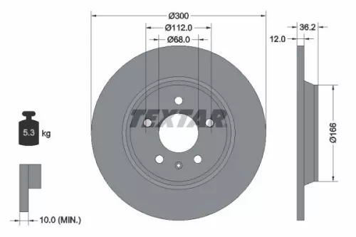 TEXTAR TEXTAR (92160103) 1x  TEXTAR Brake Disc 