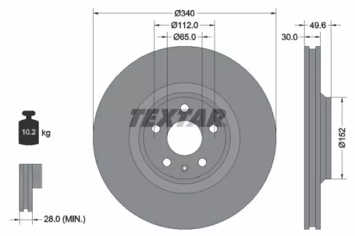 TEXTAR TEXTAR 92160505 1x TEXTAR 92160505 Brake Disc 