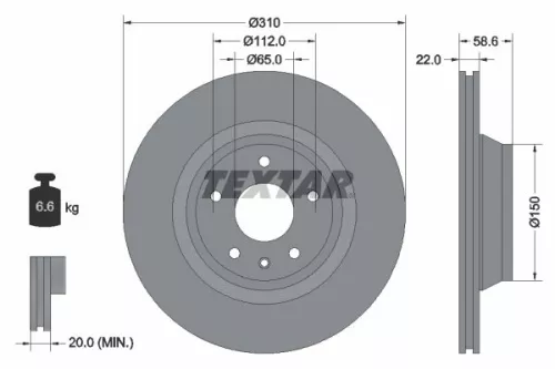 TEXTAR TEXTAR 92160603 1x TEXTAR 92160603 Brake Disc 