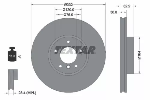 1x  TEXTAR Brake Disc