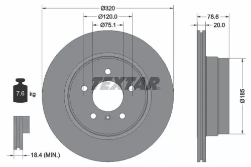 1x  TEXTAR Brake Disc 92161103 320