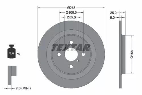 TEXTAR TEXTAR 92161903 1x TEXTAR 92161903 Brake Disc 