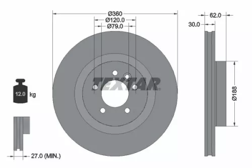 1x  TEXTAR Brake Disc