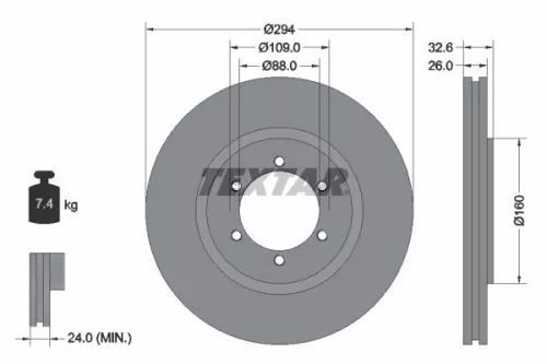 TEXTAR TEXTAR 92162600 1x TEXTAR 92162600 Brake Disc 