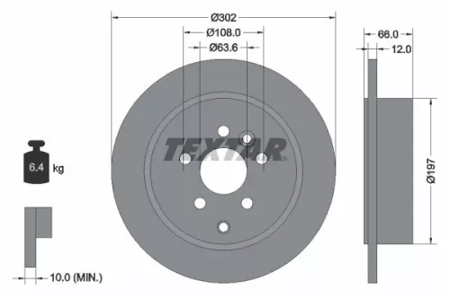 TEXTAR TEXTAR (92162703) 1x  TEXTAR Brake Disc 