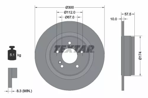 1x  TEXTAR Brake Disc