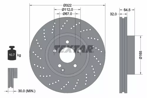 TEXTAR TEXTAR (92163403) 1x  TEXTAR Brake Disc 