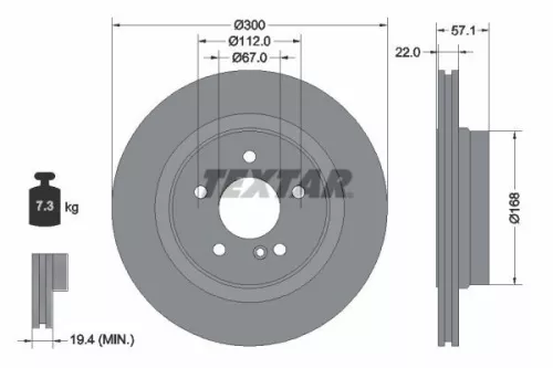 TEXTAR TEXTAR (92163605) 1x  TEXTAR Brake Disc 
