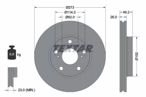 1x TEXTAR 92163703 Brake Disc