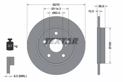 1x TEXTAR 92164003 Brake Disc