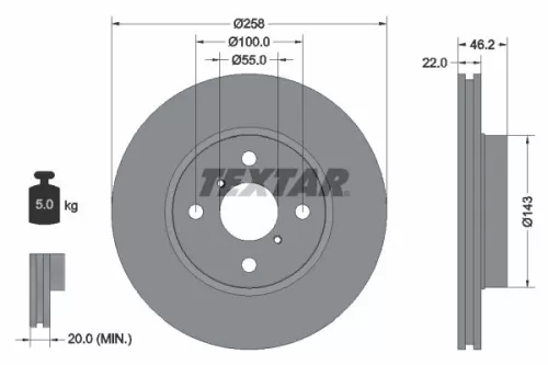 TEXTAR TEXTAR 92164203 1x TEXTAR 92164203 Brake Disc 