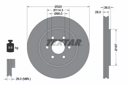 1x  TEXTAR Brake Disc