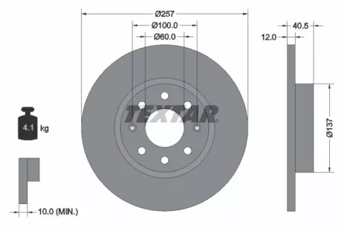 TEXTAR TEXTAR (92164603) 1x  TEXTAR Brake Disc 