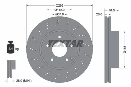 TEXTAR TEXTAR 92165005 1x TEXTAR 92165005 Brake Disc 