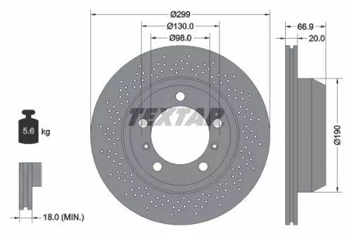 TEXTAR TEXTAR (92165303) 1x  TEXTAR Brake Disc 